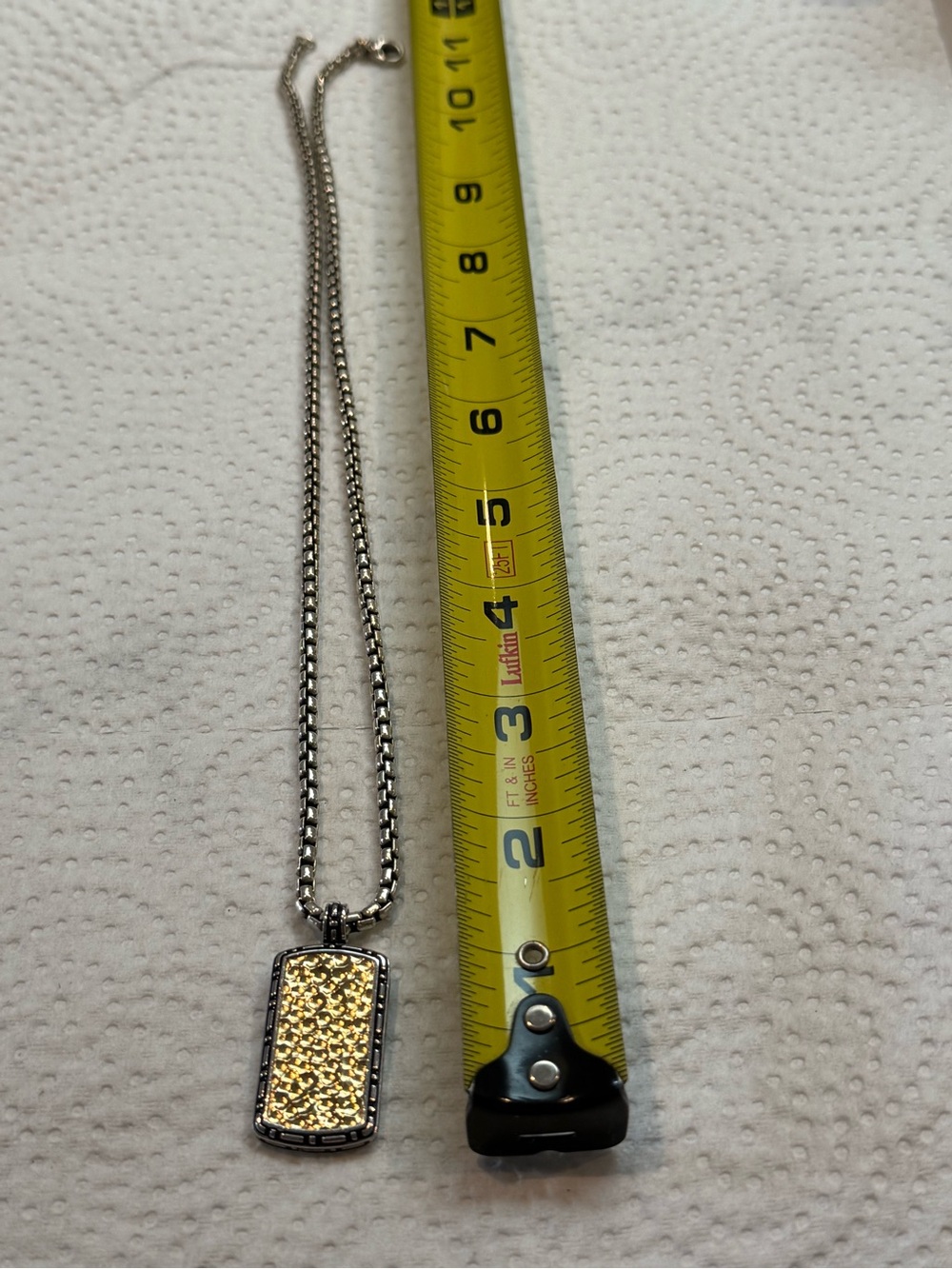 David Yurman Silver Chain Necklace with Gold-Tone Pave Pendant